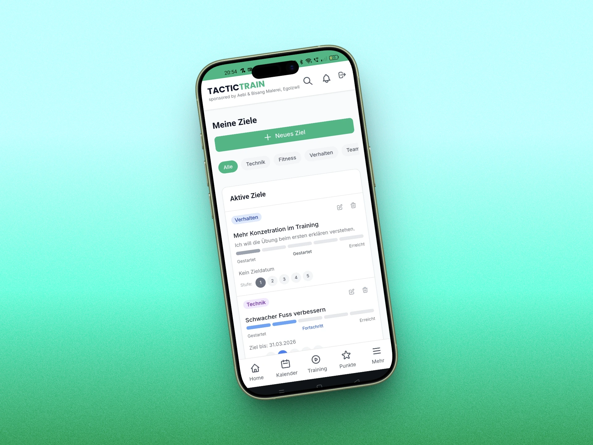 Persönliche Ziele Screenshot