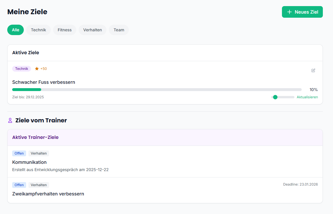 Persönliche Ziele Screenshot