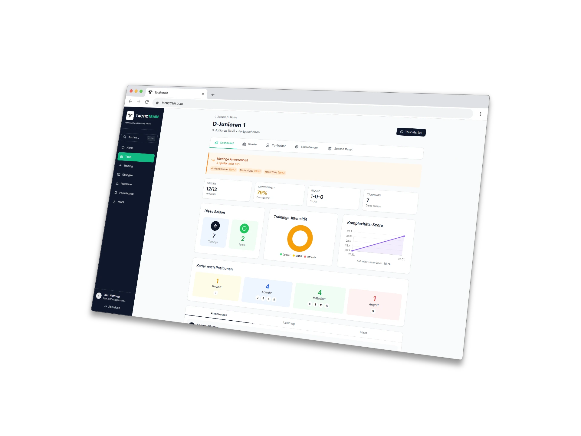 TacticTrain Dashboard